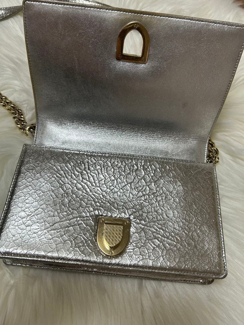 Dior シルバー クロコダイル風ショルダーバッグ
