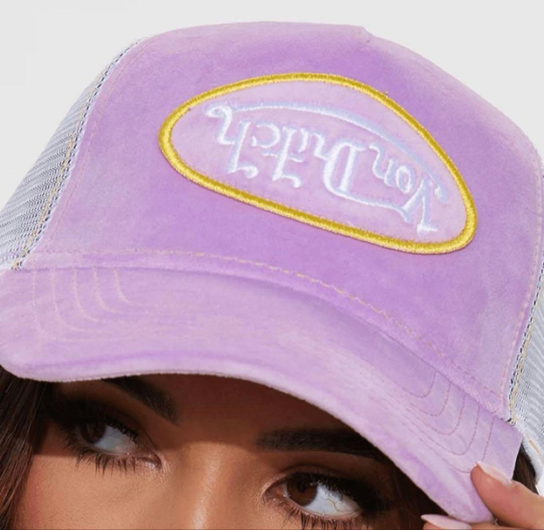 Von Dutch リバースロゴ ベルベット トラッカー キャップY2K