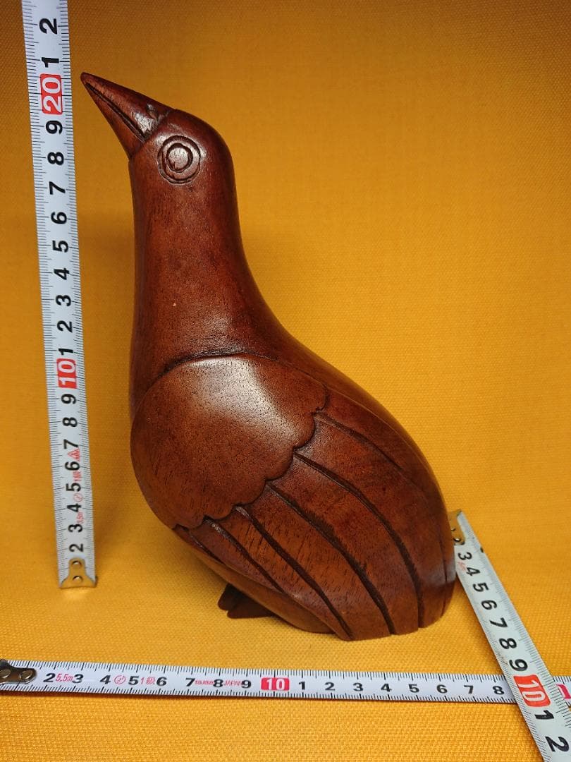 トリ　鳥　木彫　オブジェ　置物　インテリア　工芸品　美術品　A1135