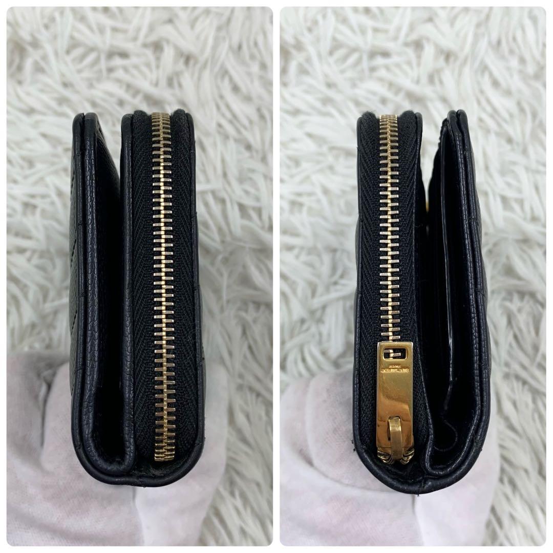【✨極美品✨】サンローラン カサンドラ 二つ折り財布 Vステッチ ブラック