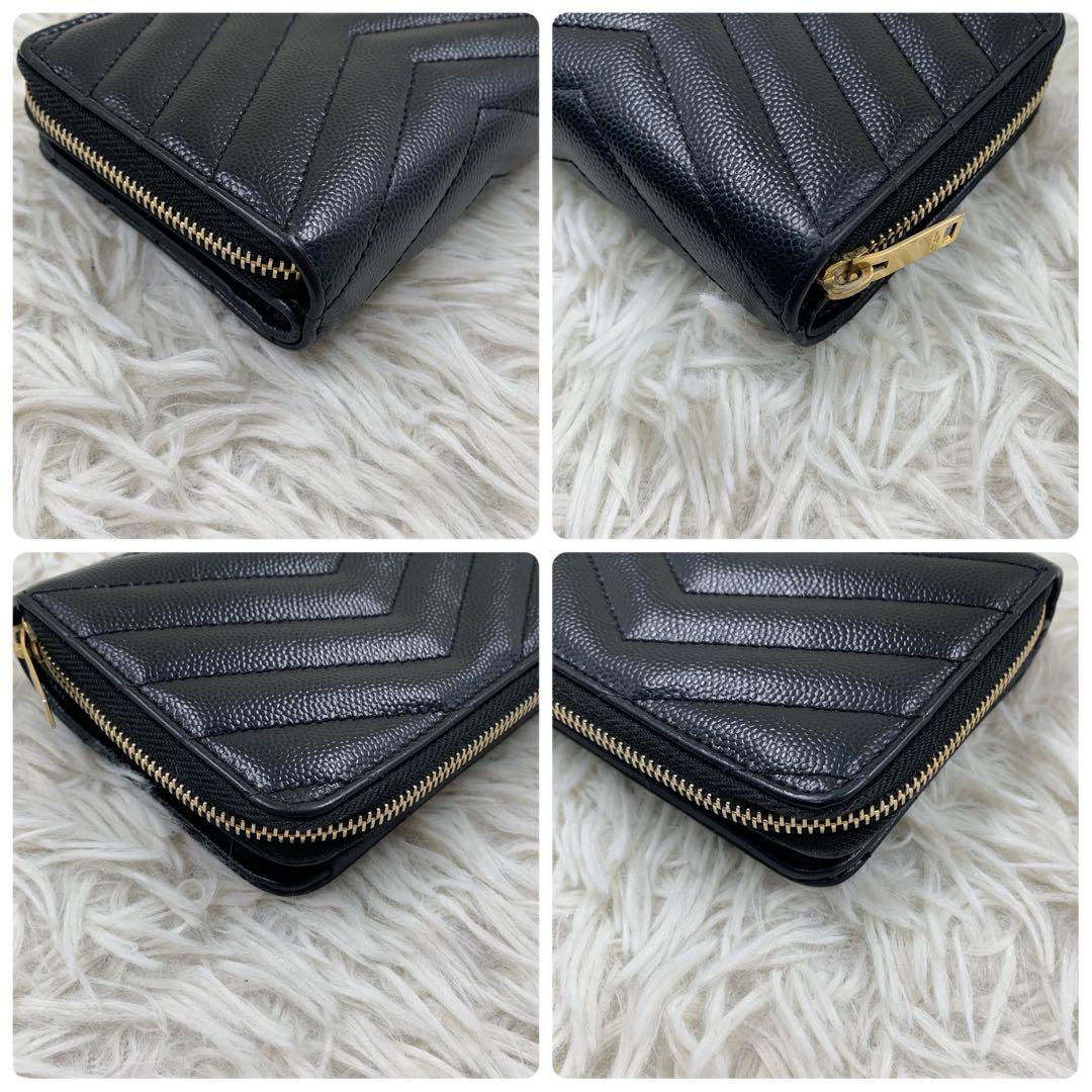 【✨極美品✨】サンローラン カサンドラ 二つ折り財布 Vステッチ ブラック