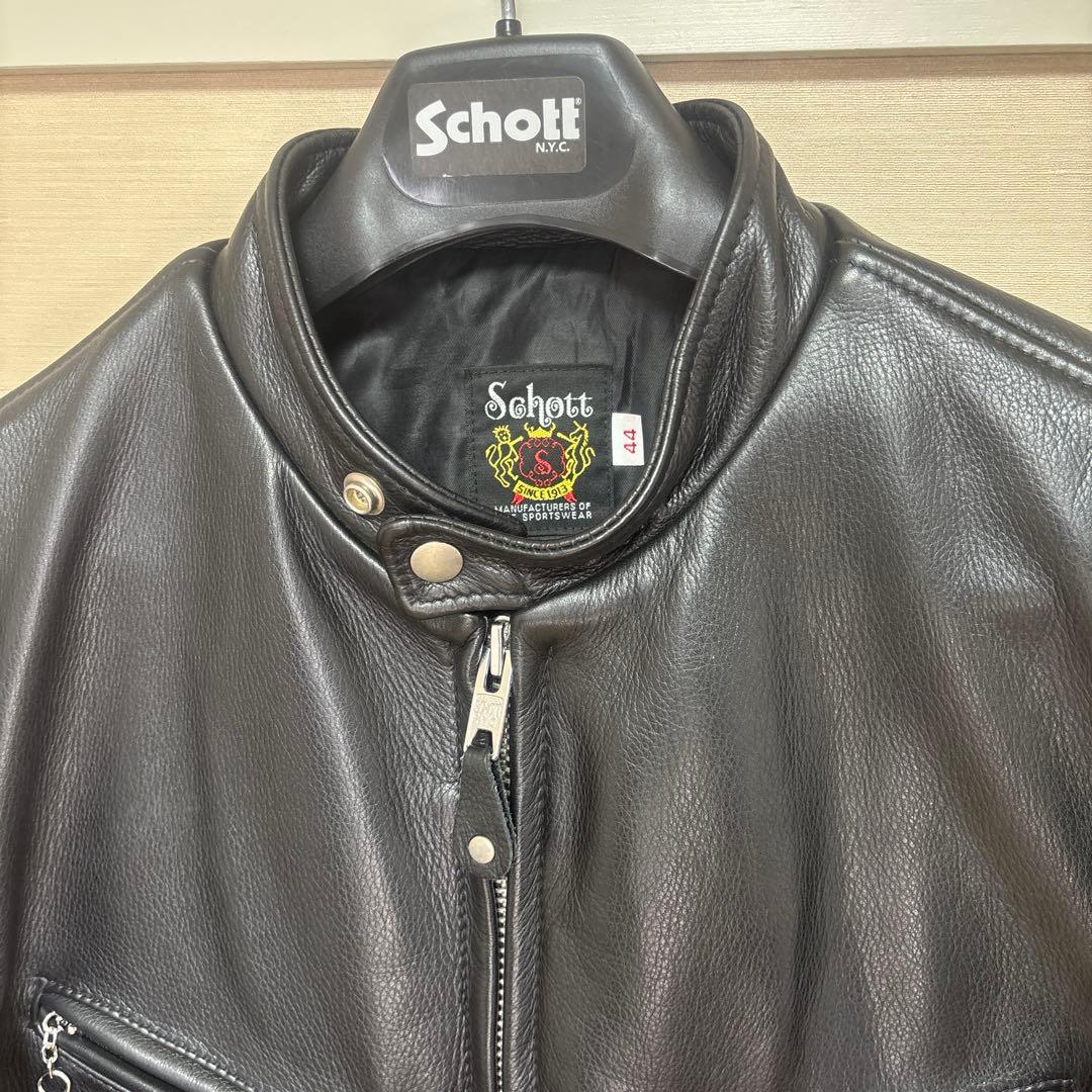 Schott ブラック シングルライダースジャケット 牛革