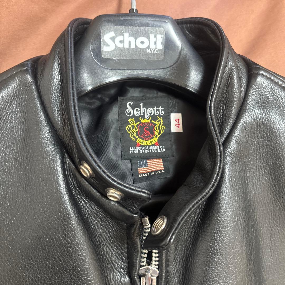Schott ブラック シングルライダースジャケット 牛革