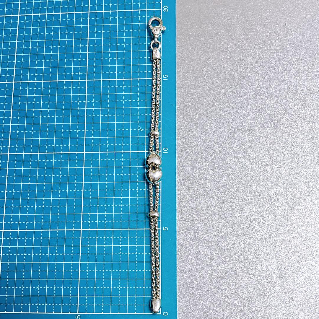 【美品】19.2cm ティファニー ダブルロープ ハート ブレスレット 925