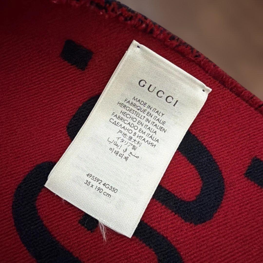 GUCCI GGロゴ ネイビー レッド マフラー