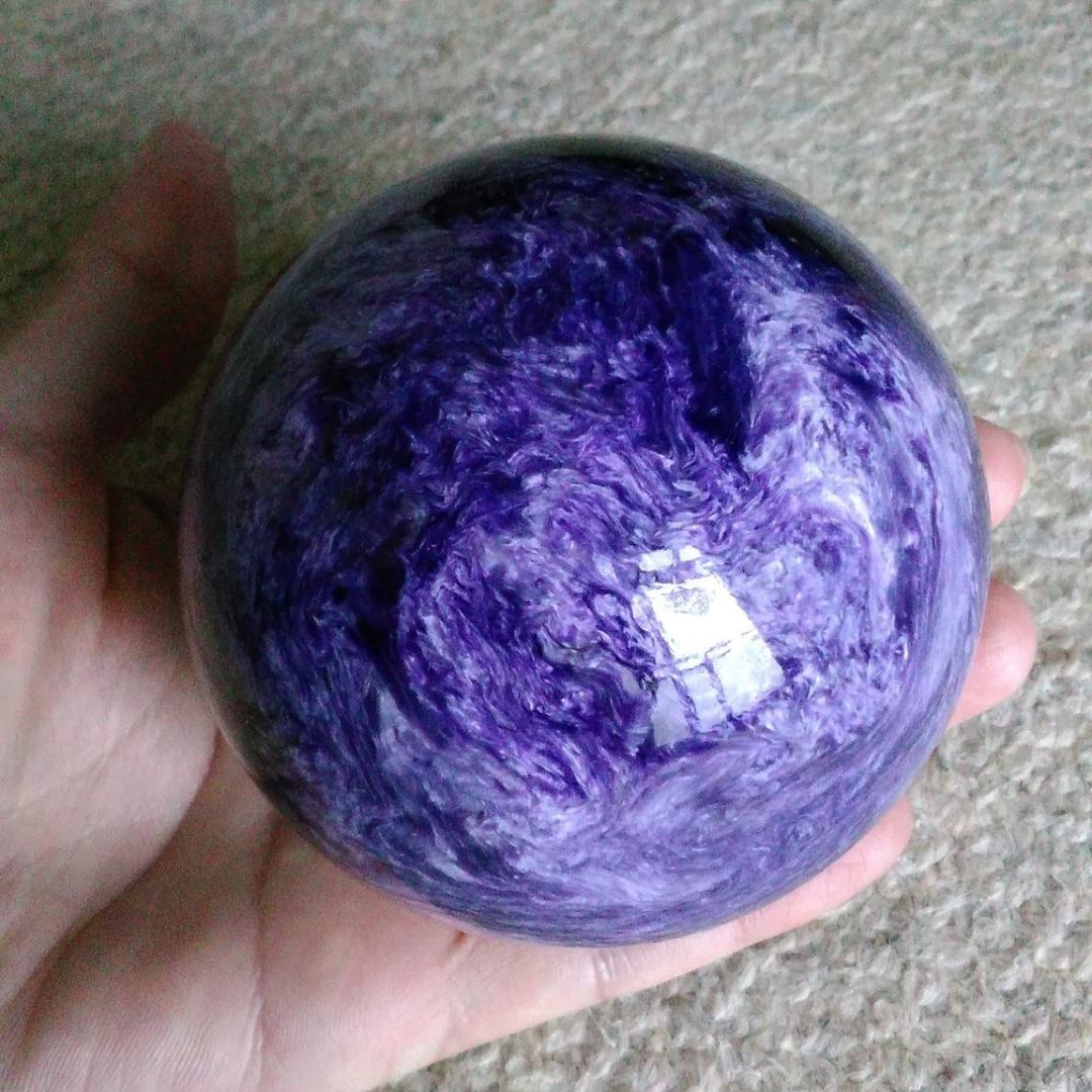 チャロアイト 丸玉 80mm 大玉 天然石 希少 専用台座付き