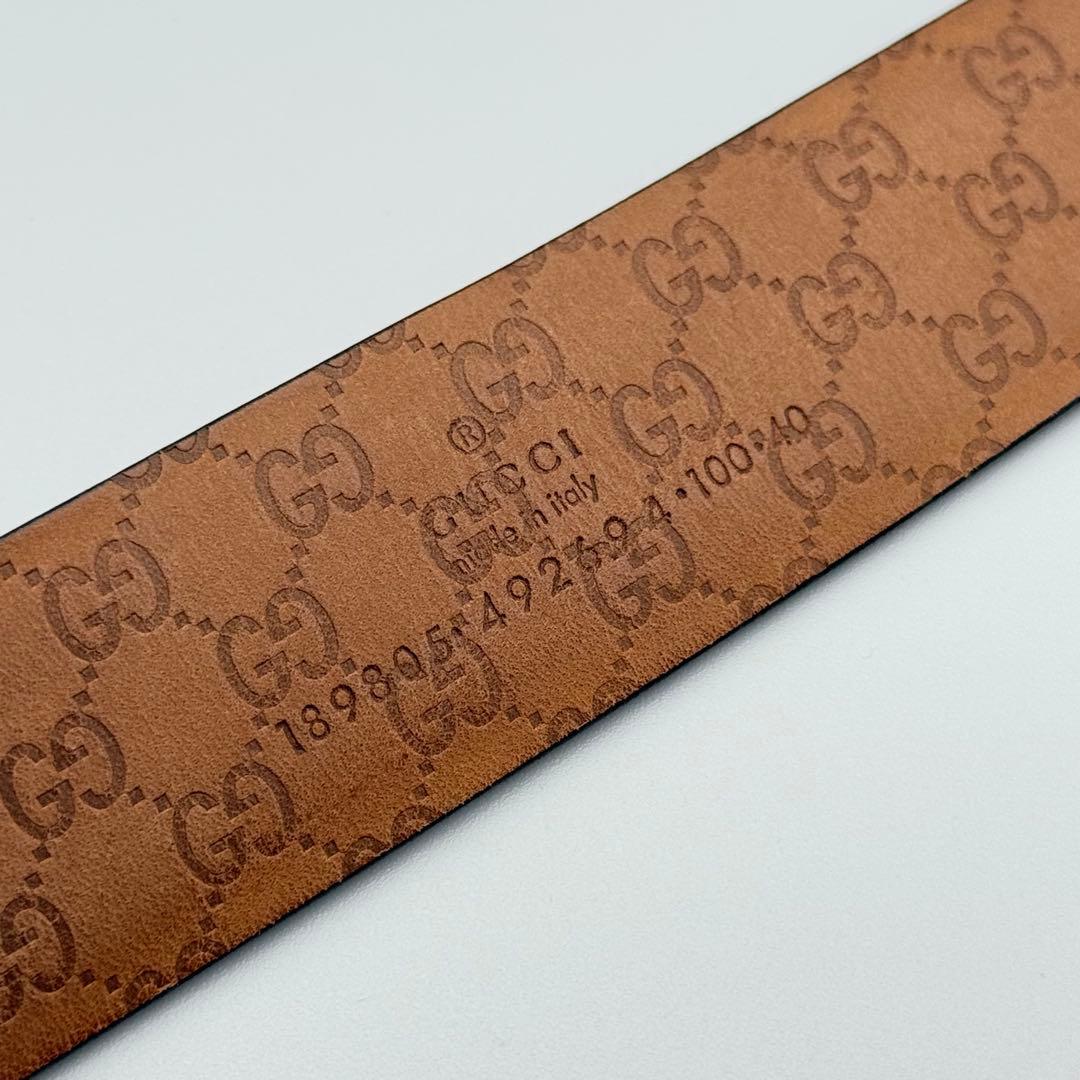 ✨良品✨GUCCI ベルト シマ GG柄 純正革 メンズ ロゴバックル ビジネス