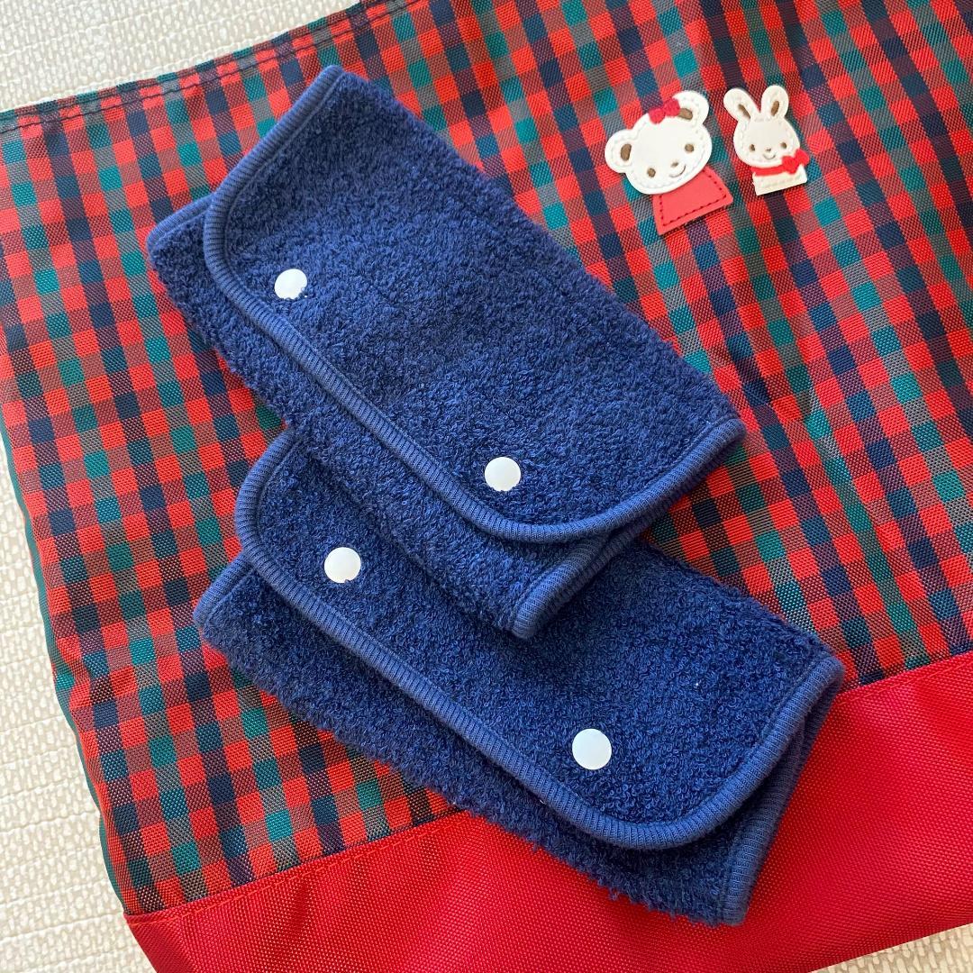 【美品】familiar ファミリア レッスンバッグ 赤チェック ベルトカバー