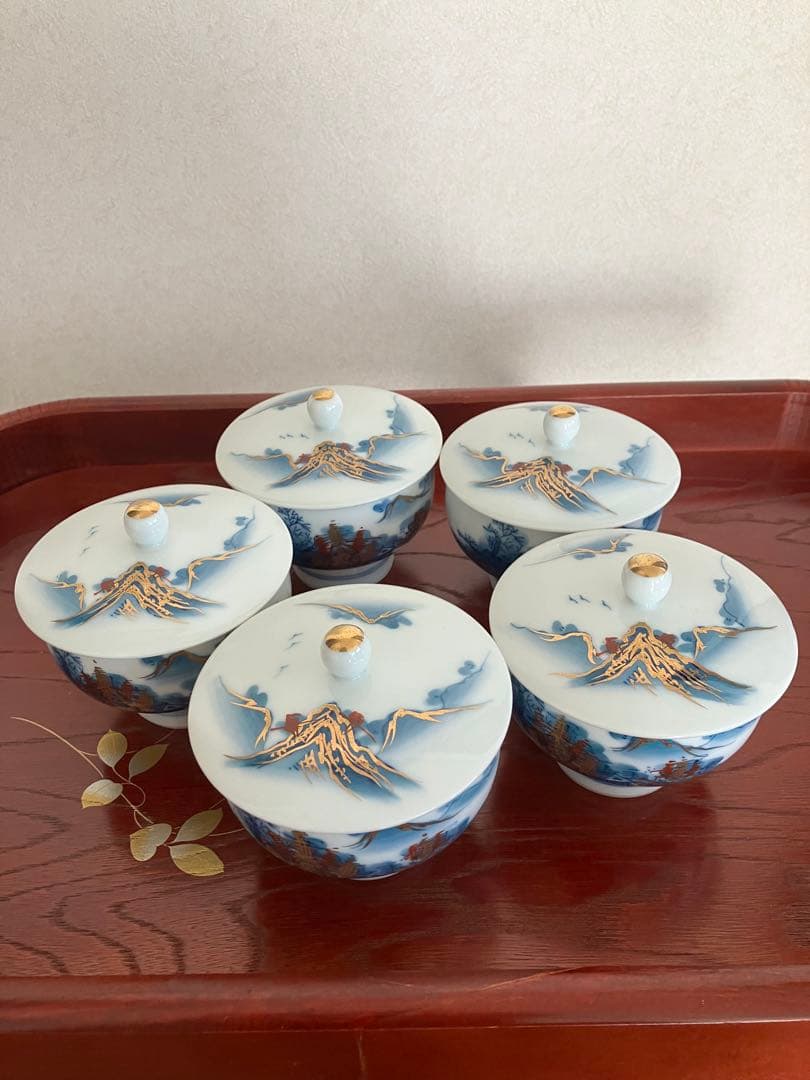 [有田焼]急須と蓋付き湯呑み　萬(山水)