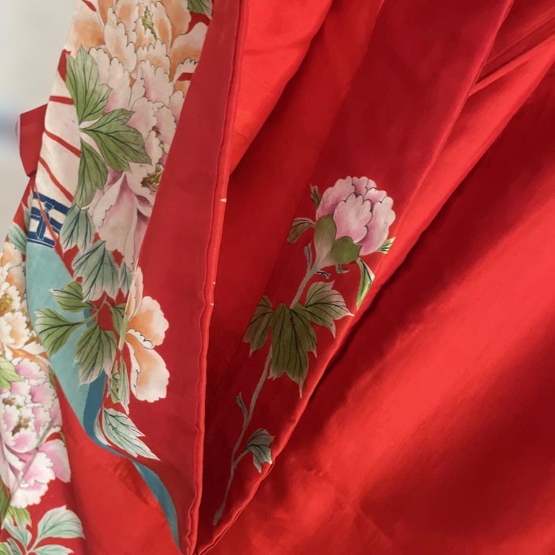 【アンティーク】　華やか　四つ身　芍薬　子供着物　大正浪漫　⑧