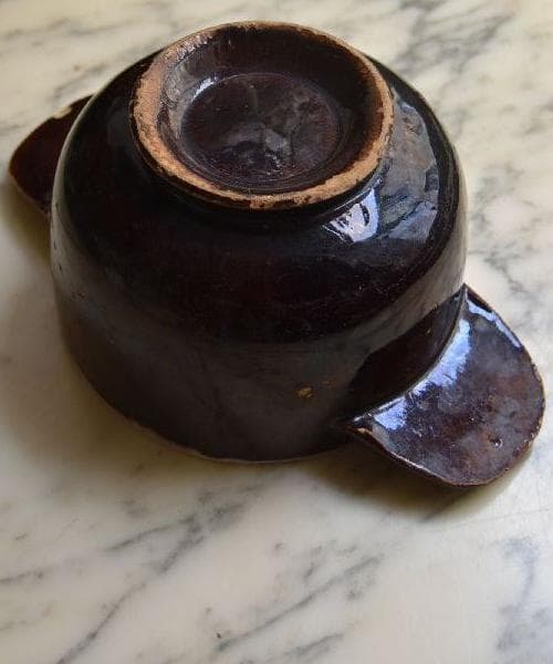 フランス19世紀　大きな耳付きキュノワールの器　西洋民藝