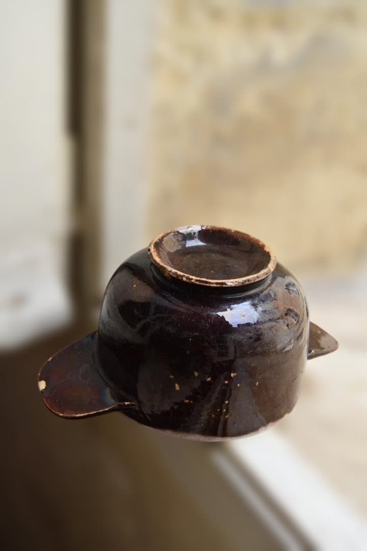 フランス19世紀　大きな耳付きキュノワールの器　西洋民藝