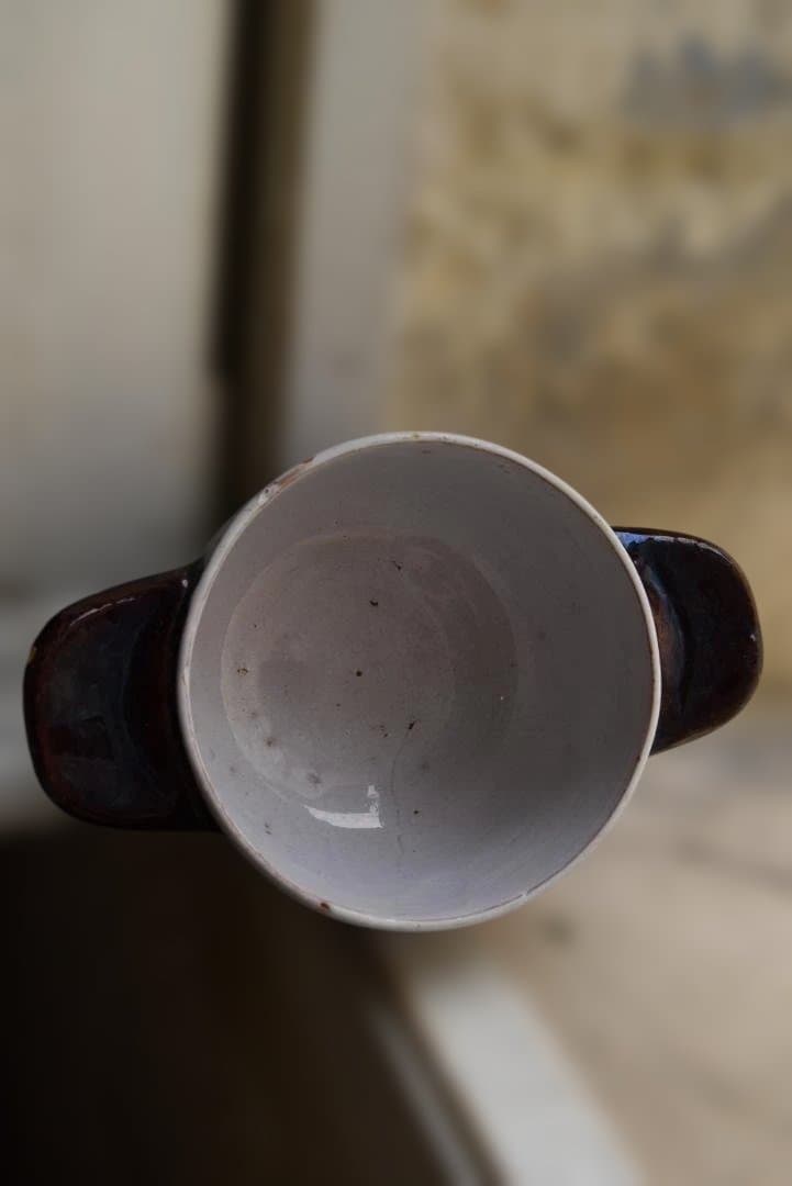 フランス19世紀　大きな耳付きキュノワールの器　西洋民藝