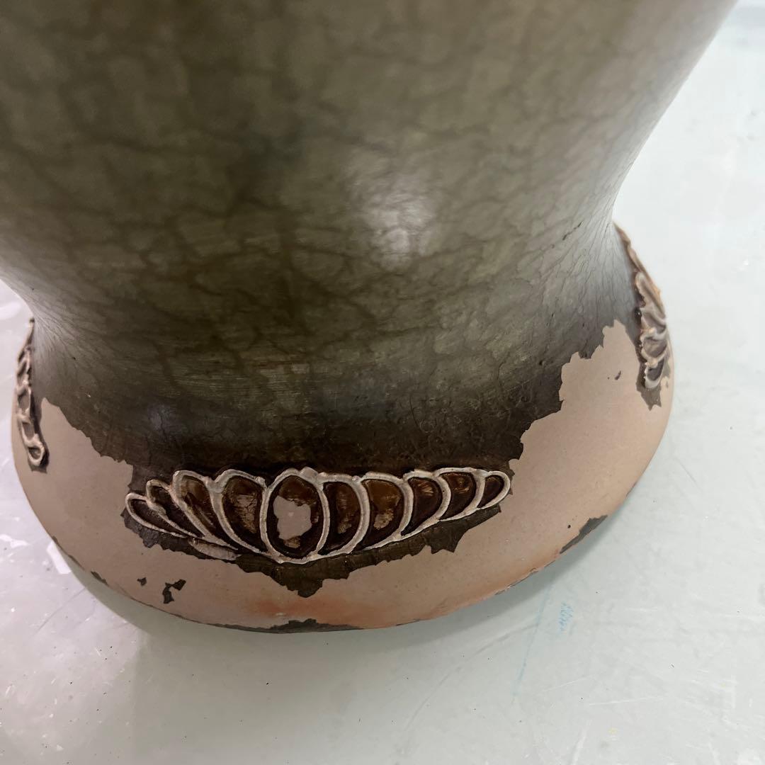 母子像 花瓶 陶器製 高さ約46cm 壺底1837F.Sを書きあり