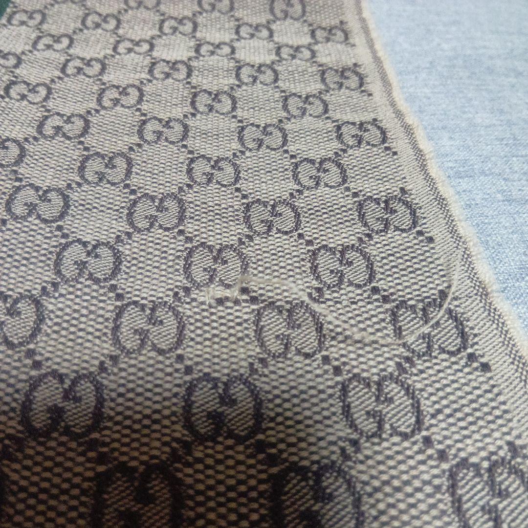 GUCCI (グッチ) GG総柄 シルク混 ウールマフラー ストール ブラウン