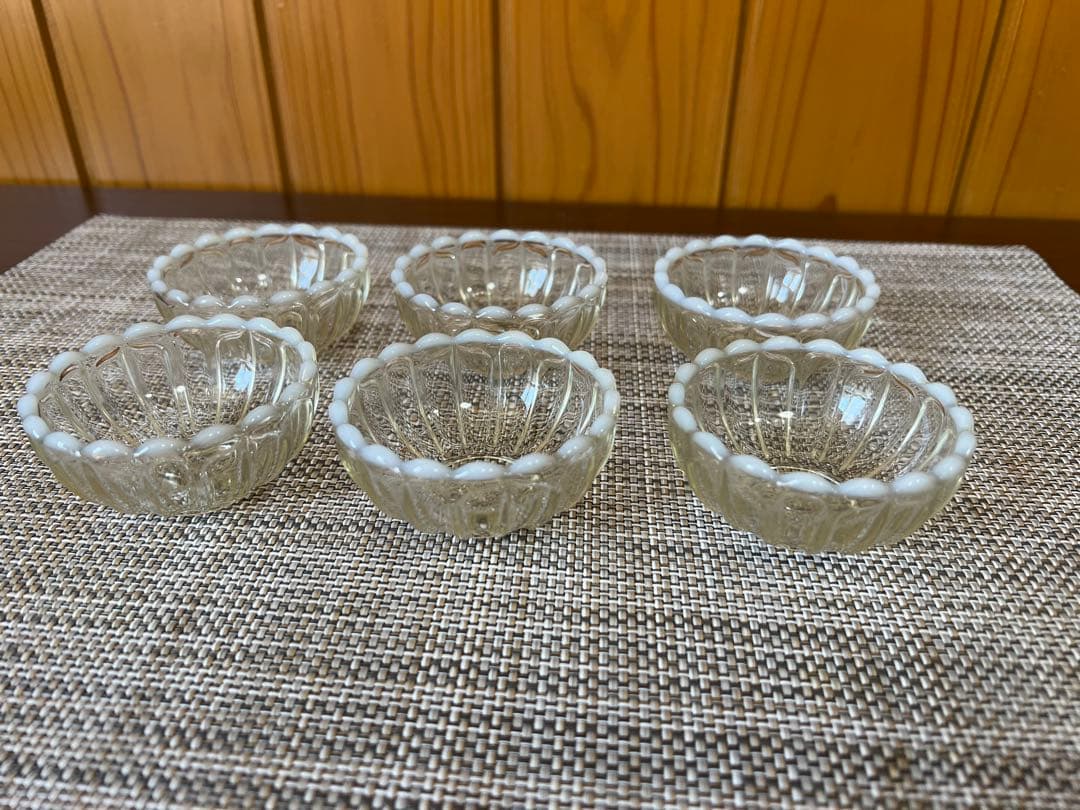 廣田硝子　雪の花　古代色　アンティーク　厚手ガラス食器　レトロセット　美品