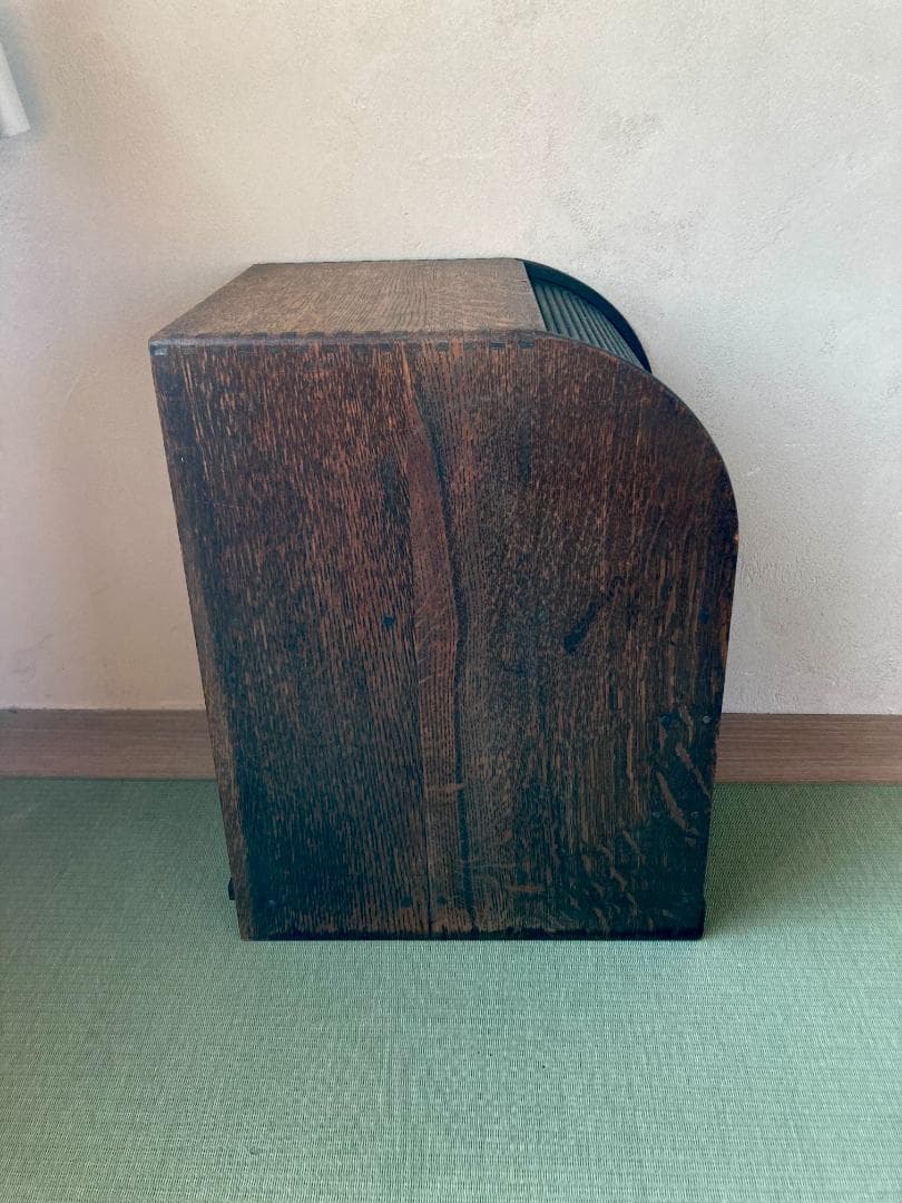 昭和レトロ ロールトップ 木製小物チェスト / 文箱 / 蛇腹式収納