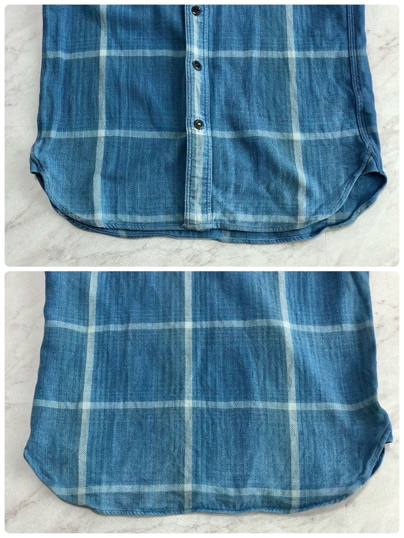 【希少】RRL ヘビー フランネル インド コットン チェック ブルー XS