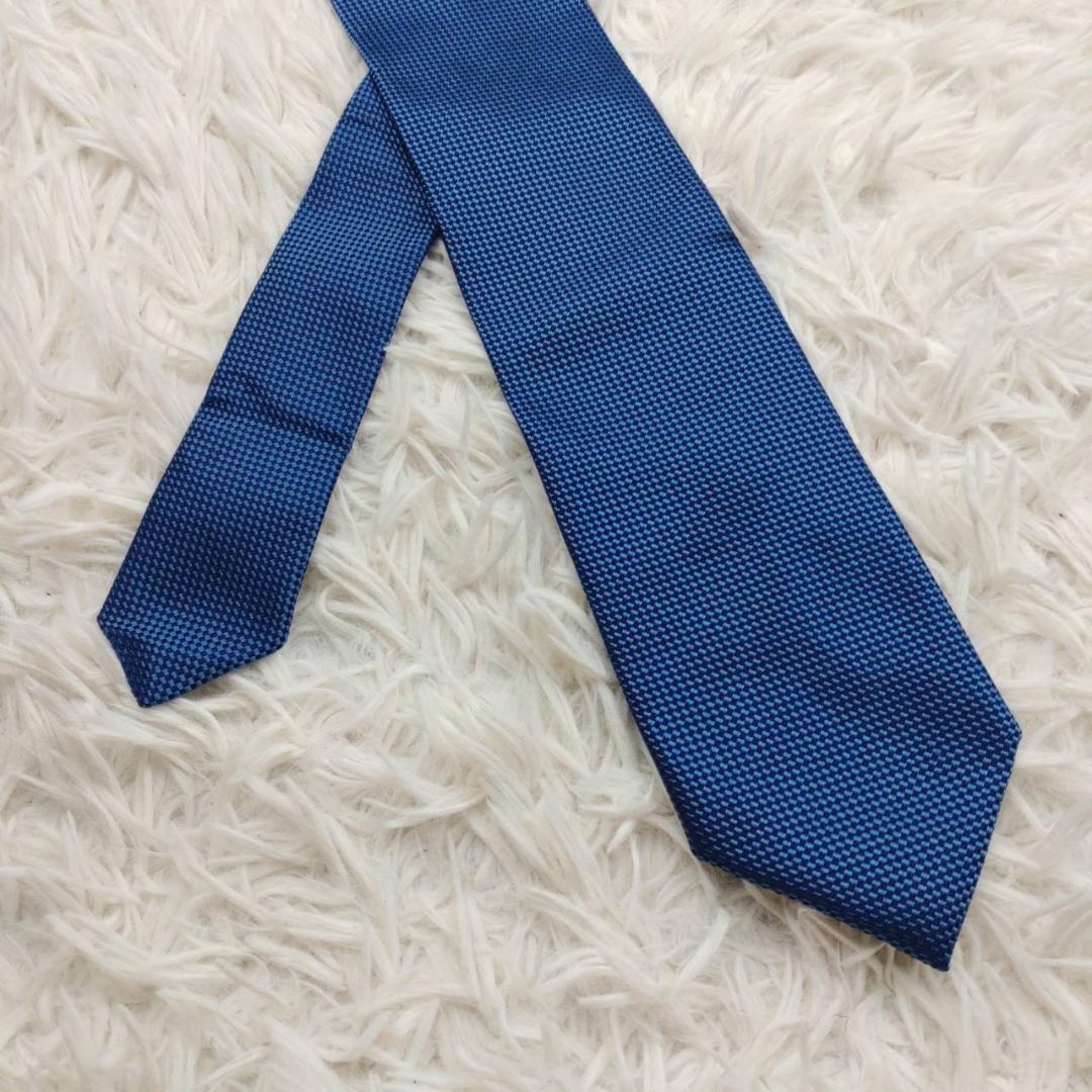 シャルベ 高級シルクネクタイ 総柄 ブルー