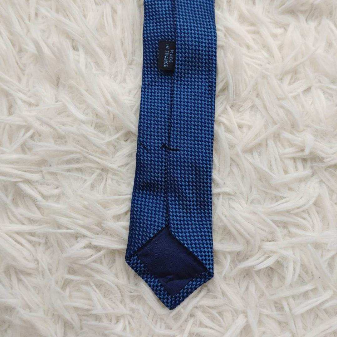 シャルベ 高級シルクネクタイ 総柄 ブルー