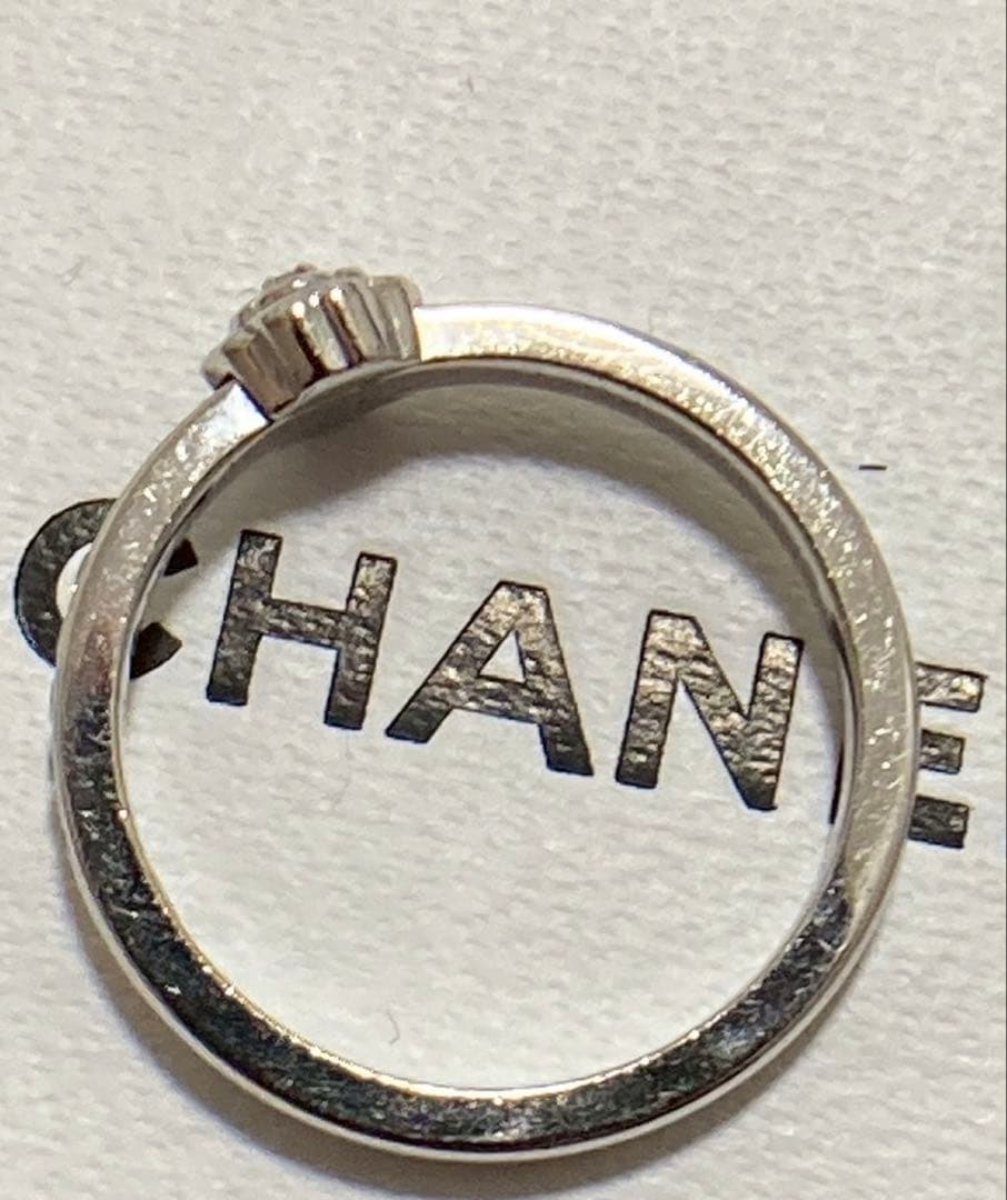 2日に取消CHANEL カメリアプラチナ950 ハーフダイヤリング#48シャネル