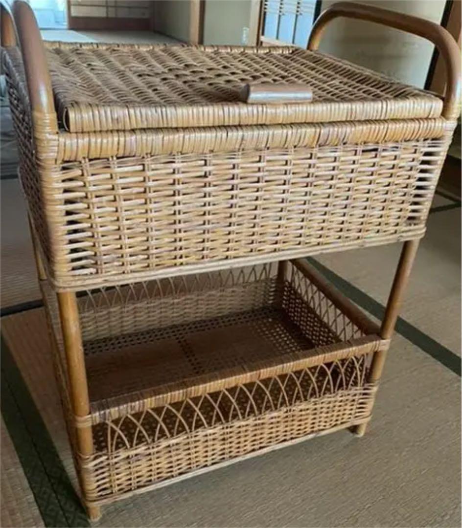 昭和レトロ　籐　ラタン脱衣籠