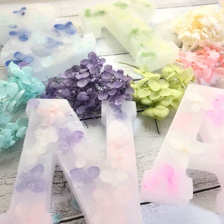 【完売】イニシャルキャンドル 紫陽花 アルファベット オブジェ