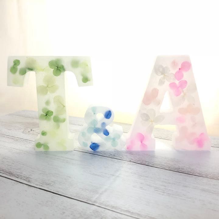 【完売】イニシャルキャンドル 紫陽花 アルファベット オブジェ