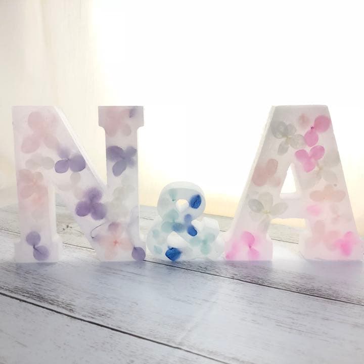 【完売】イニシャルキャンドル 紫陽花 アルファベット オブジェ