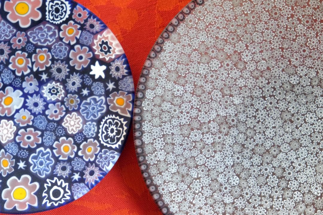 ベネチアンガラス ミルフィオリ プレート エルコーレモレッティ 作家 江波冨士子