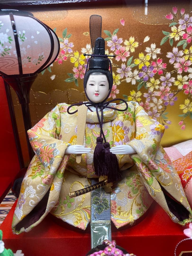 東京久月　雛人形　親王飾りガラスケース入り・間口約４４×奥行約２９×高さ約３２㎝