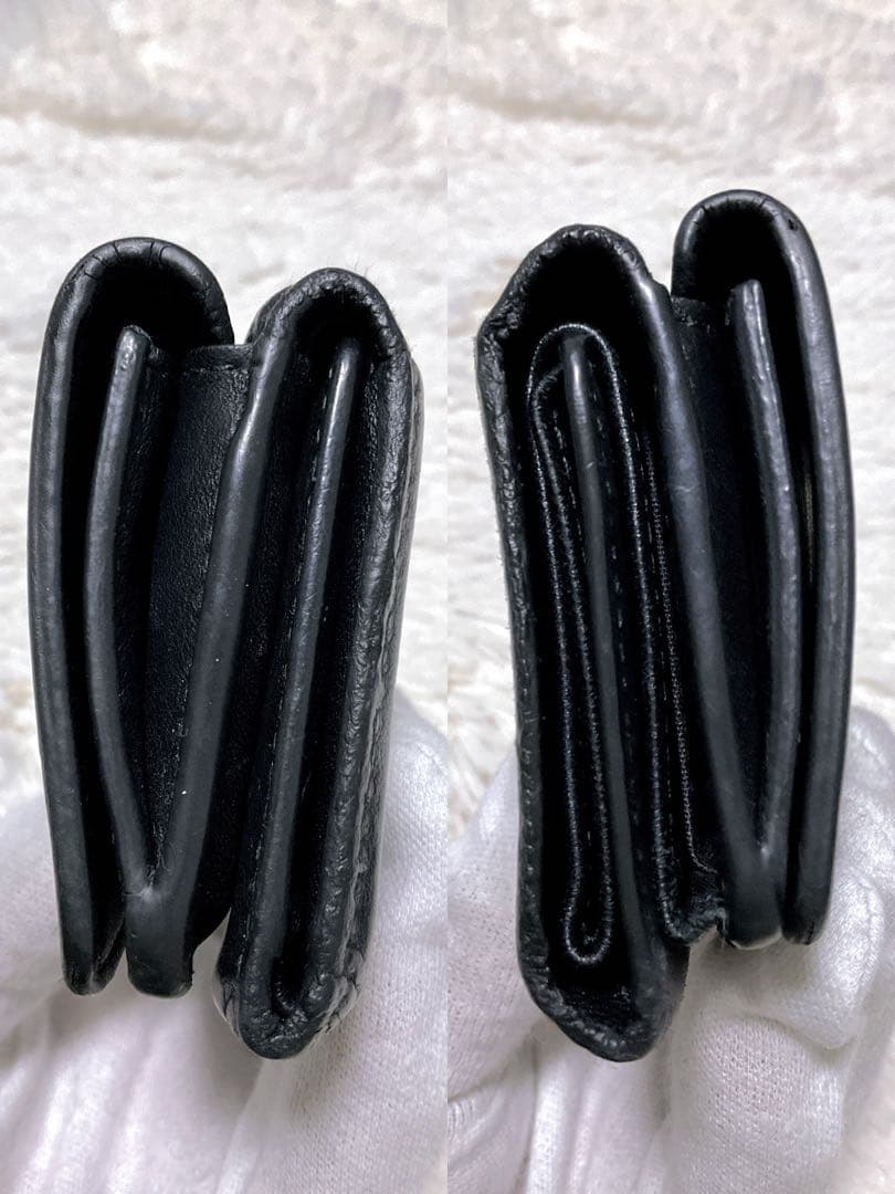 ♡美品♡バレンシアガ エブリディ キャッシュ 三つ折り財布 レザー ロゴ 黒