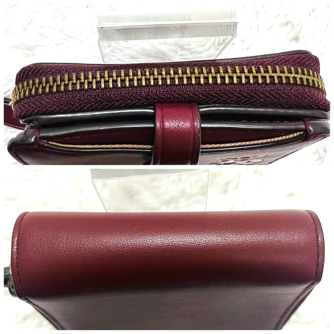 美品 ポロラルフローレン ポロベア レザー 二つ折り財布 ワイン