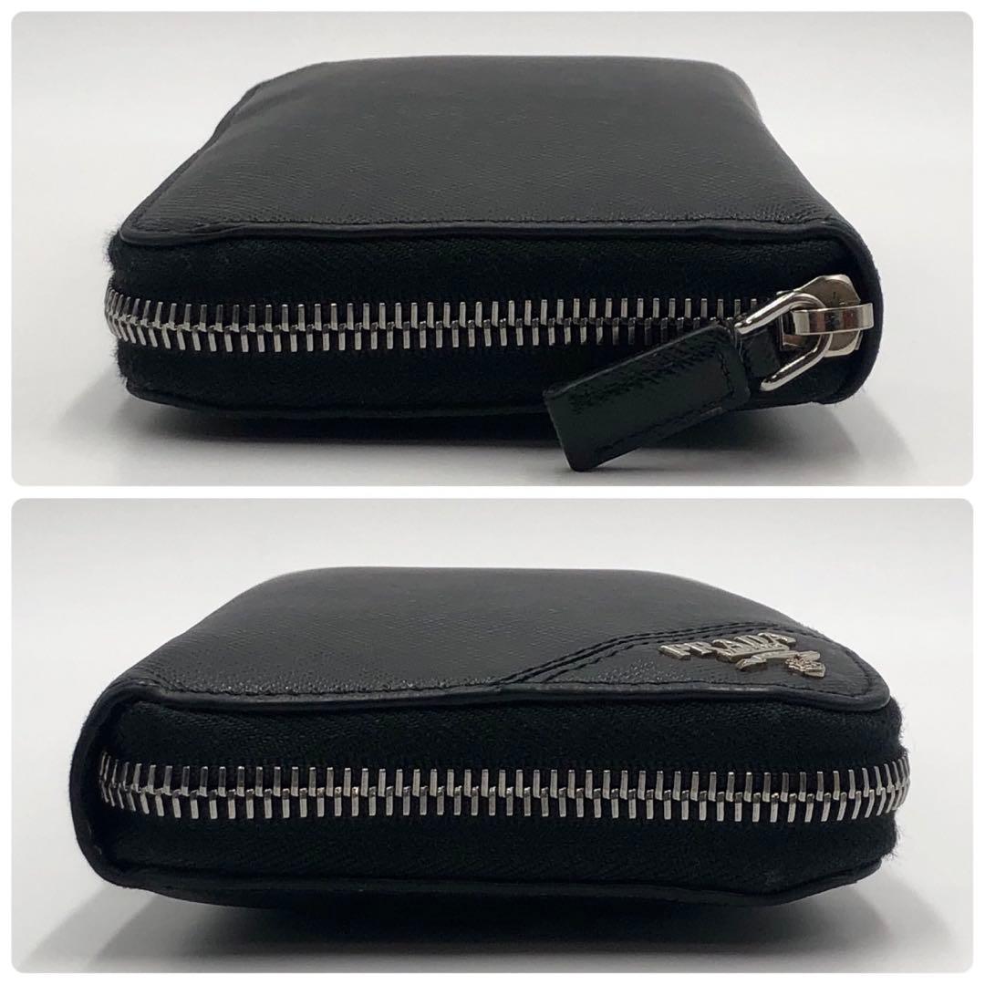 箱付き プラダ PRADA 財布 SAFFIANO Lラウンドジップ 黒