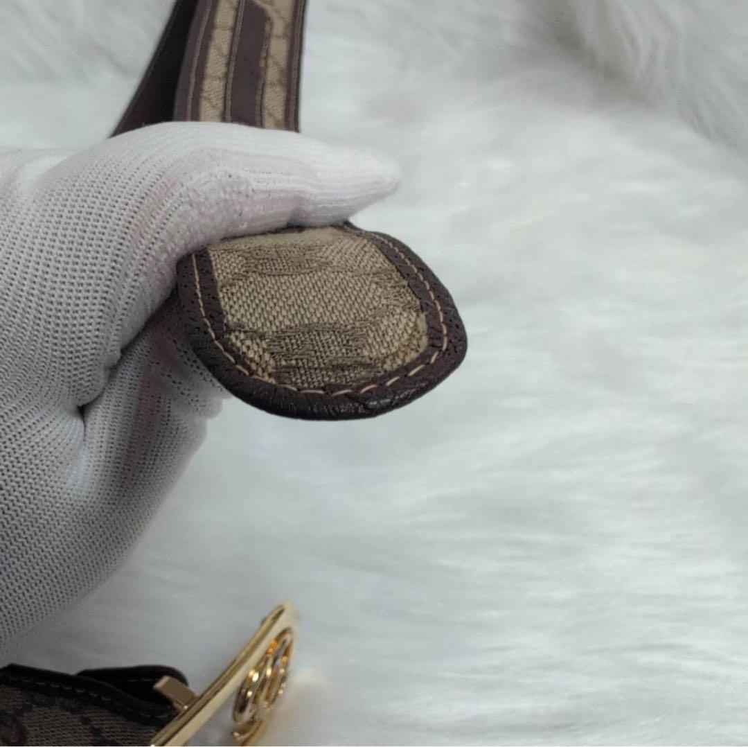 GUCCI GGキャンバスベルト ベージュ レザー インターロッキング