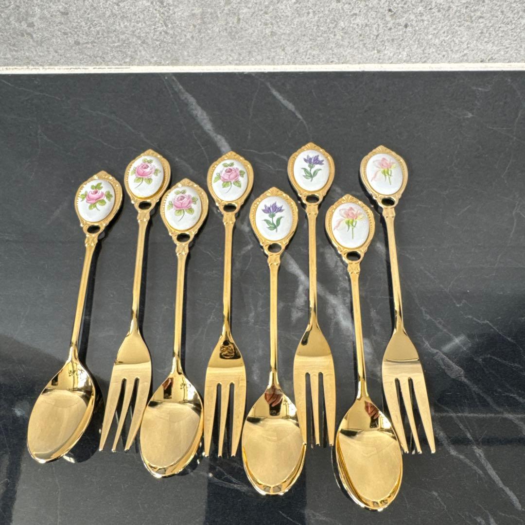 ポーセラーツ、チャイナペイント　スプーン、フォーク4セット
