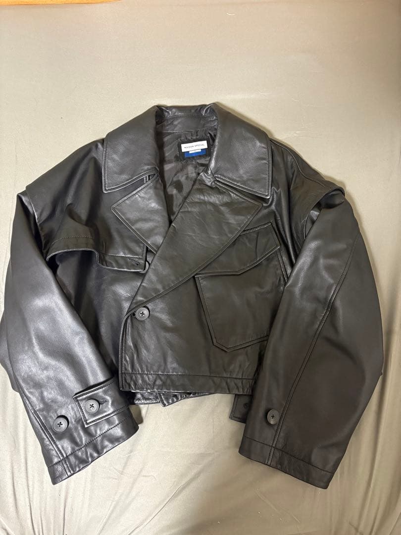 Maison special ブラックレザークロップドジャケット　2way