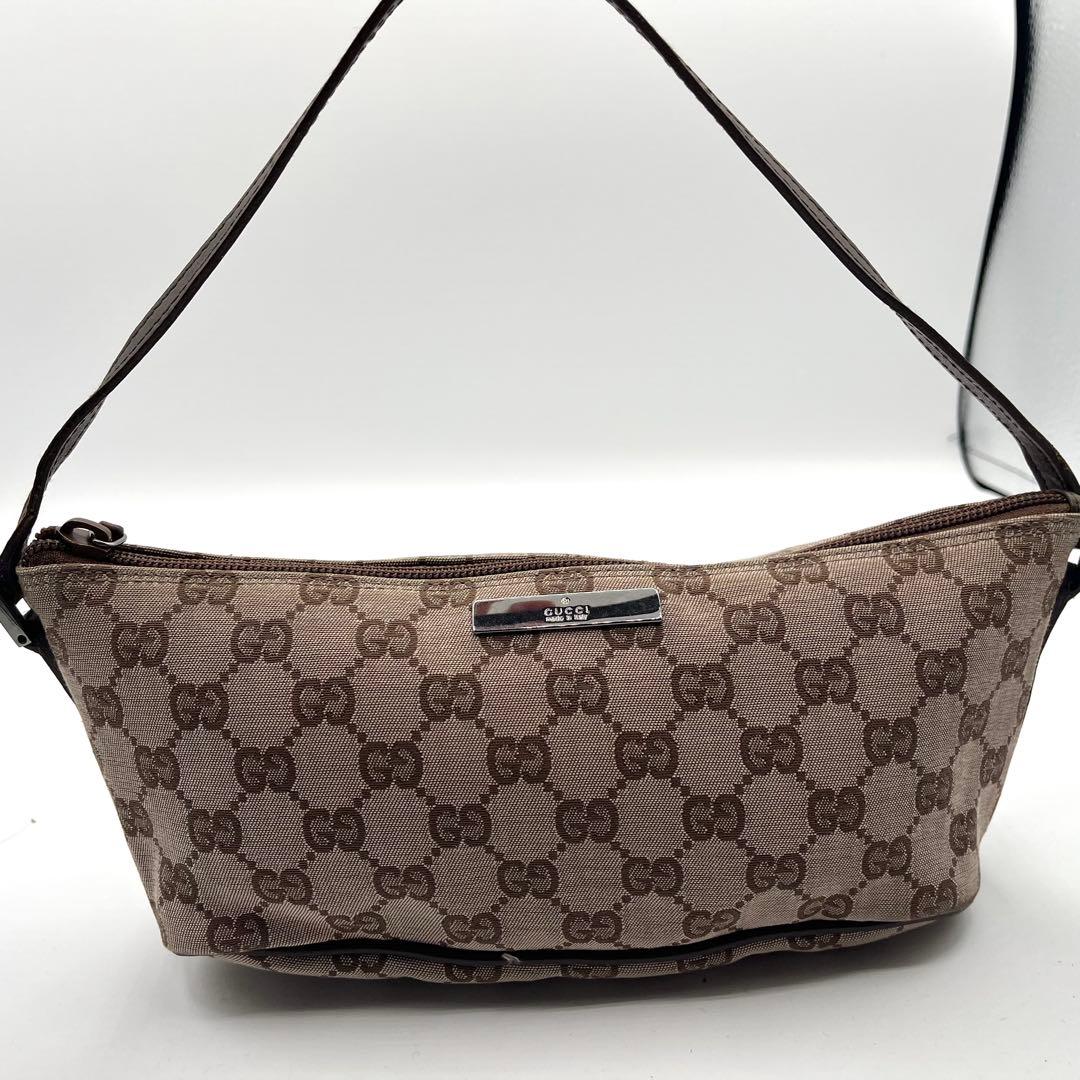 GUCCI GGキャンバス アクセサリーポーチ ワンショルダー ブラウン