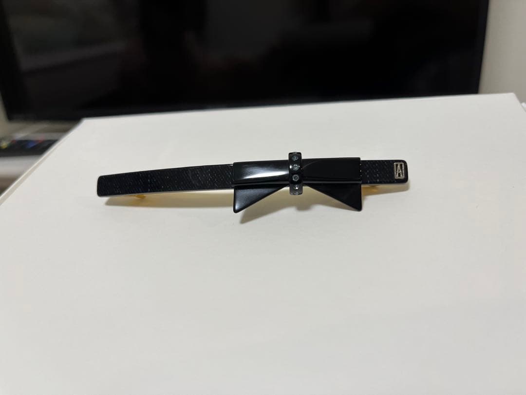 ネイビーリボンバレッタ ゴールド金具　アレクサンドルドゥパリ