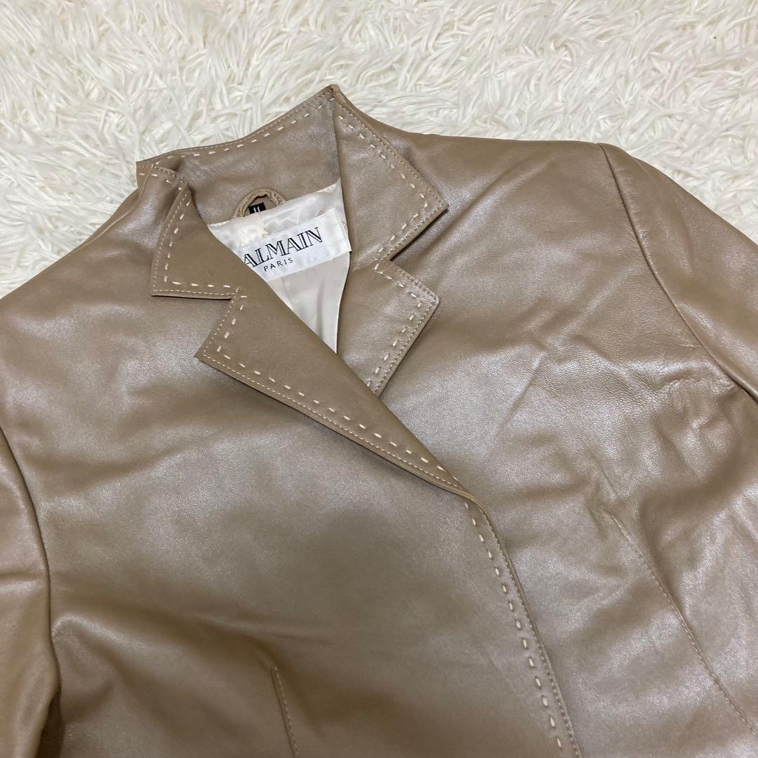 BALMAIN バルマン　レザージャケット　ラムレザー　羊革　キャメル 11号