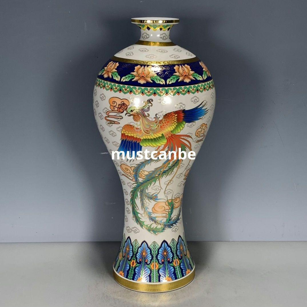 蒔絵鳳瓶 花瓶 景徳鎮 陶磁器 装飾品 現代工芸品 美術品 置物