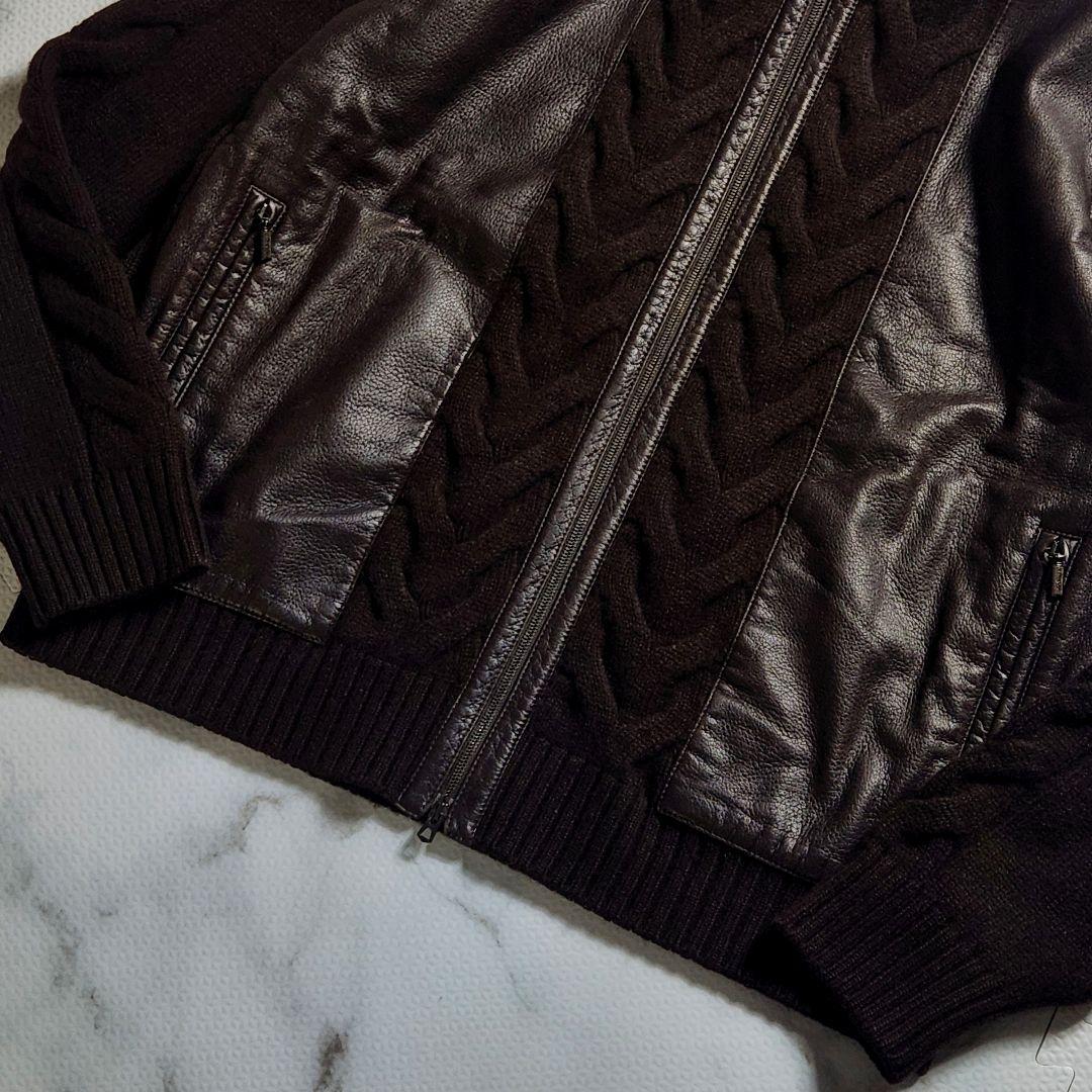 贅の極み✨ブリオーニ ドライバーズジャケット カシミヤ 鹿革 切り替え