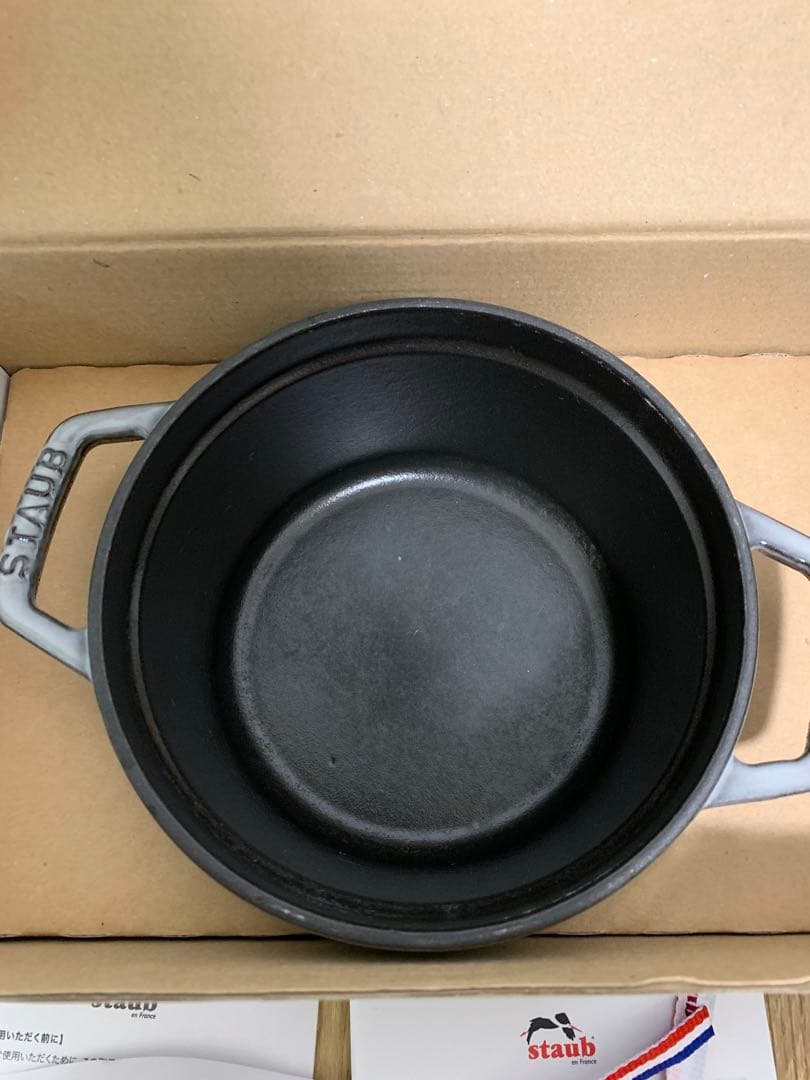 ストウブ　14 ココット　グレー　箱付き　鍋　ピコココットラウンド