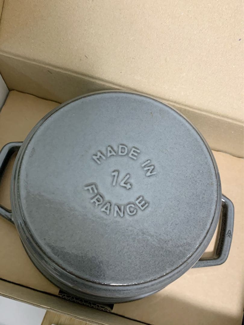 ストウブ　14 ココット　グレー　箱付き　鍋　ピコココットラウンド