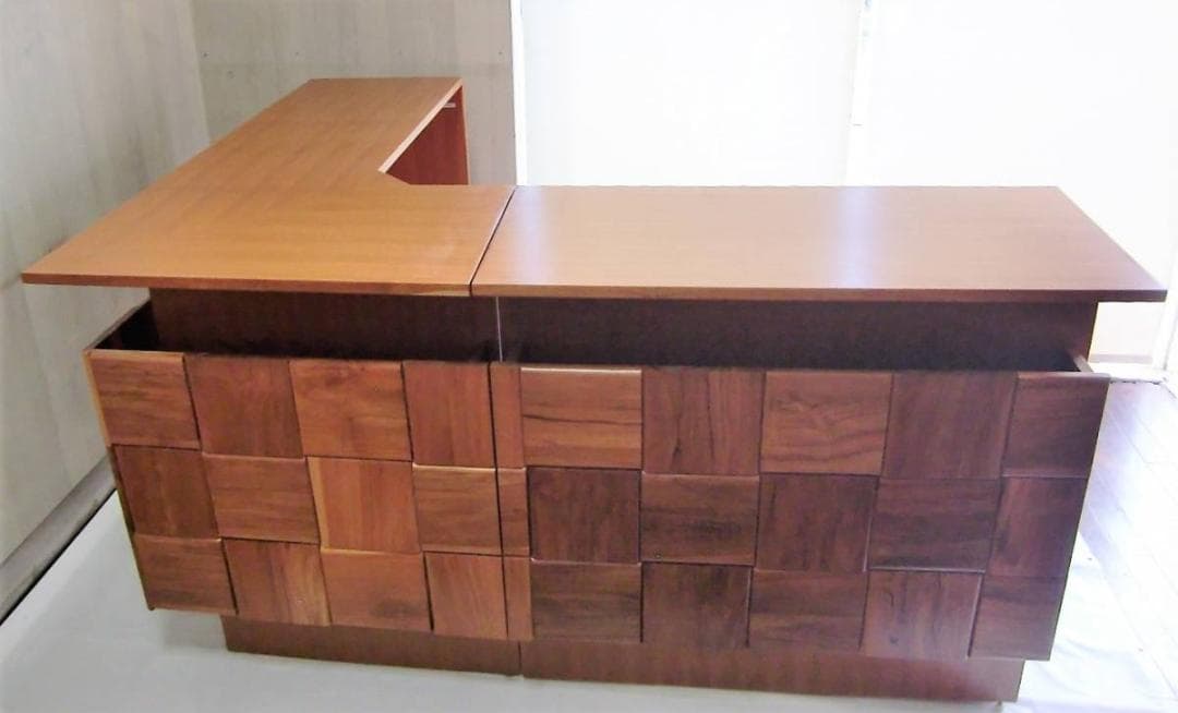 ■交渉可能■　RETRO 　チーク　Ｌ型 カウンター モダン / 4分割ＳＥＴ