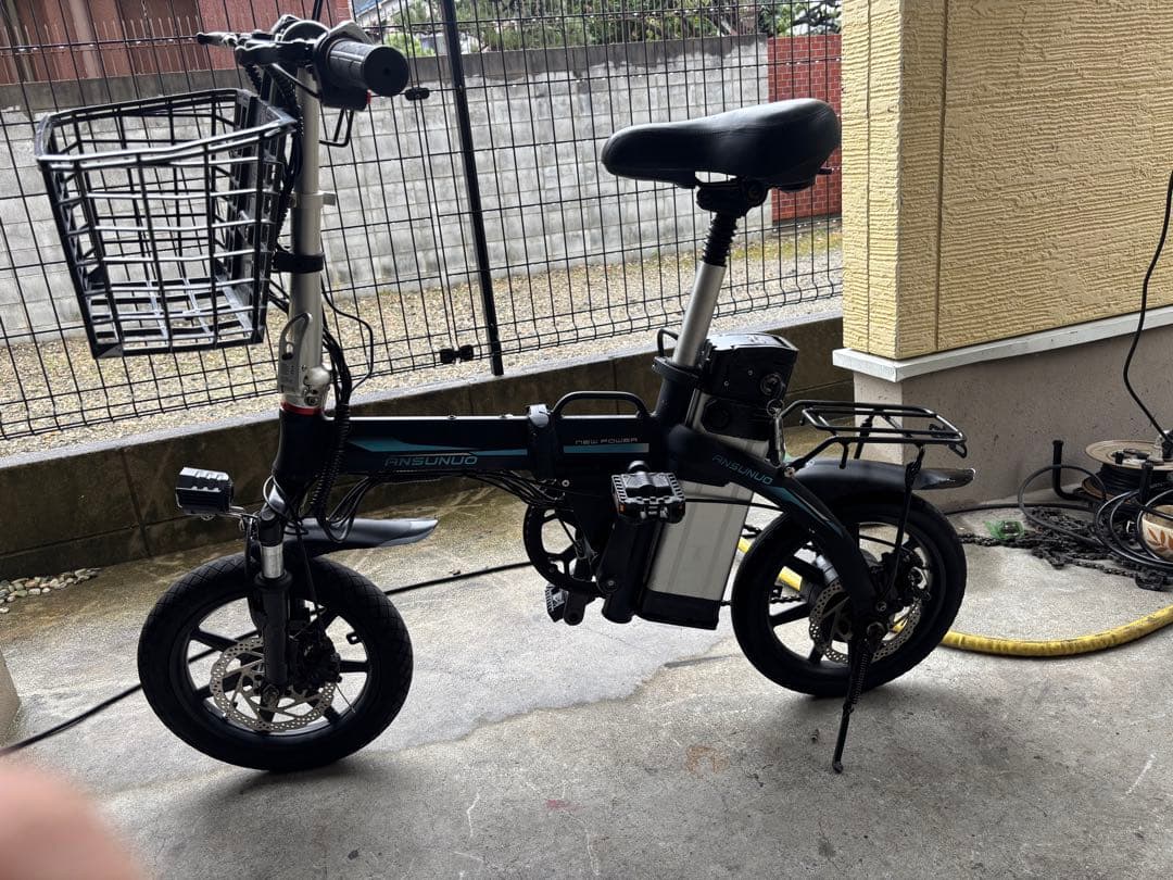 ANSUNUO電動アシスト自転車 ブラック 前カゴ付き