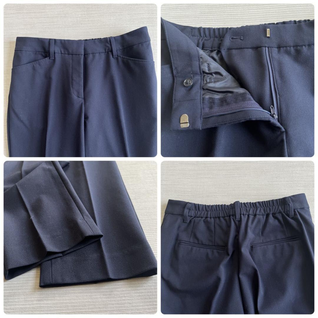 ＊美品【プラステ】セットアップ　パンツスーツ　カラーレスジャケット 　ネイビー