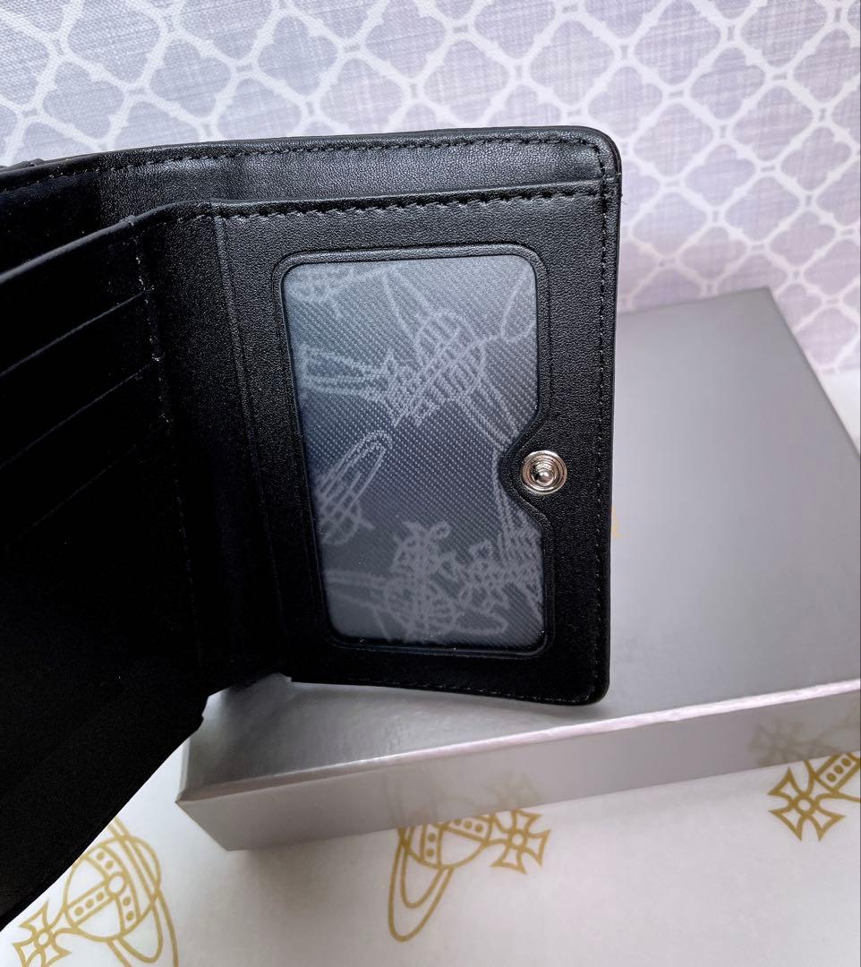 【新作✩内柄も素敵】Vivienne Westwood 三折財布 黒マット