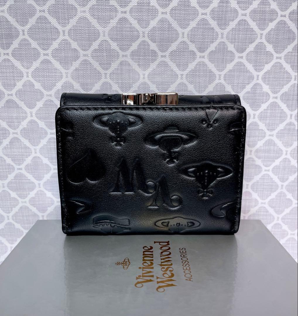 【新作✩内柄も素敵】Vivienne Westwood 三折財布 黒マット