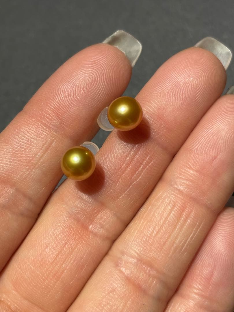 パールピアス 南洋ゴールドパールピアス 真珠ピアス K18エイロゴールド